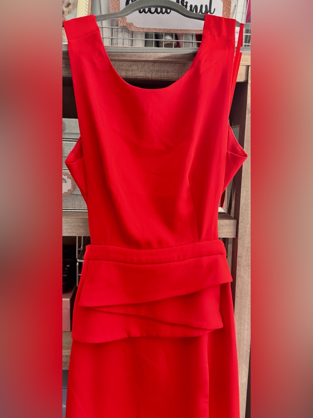 BCBGMaxAzria Kiara BT Poppy Red Evening Gown, Size 6..Peplum, Slit, Cut-out - Picture 7 of 11
